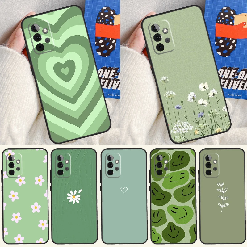 green aesthetic Phone Case For Samsung Galaxy A12 A32 A52 A22 A72 A31 A51 A71 A50 A70 A21S A52S A53 Cover