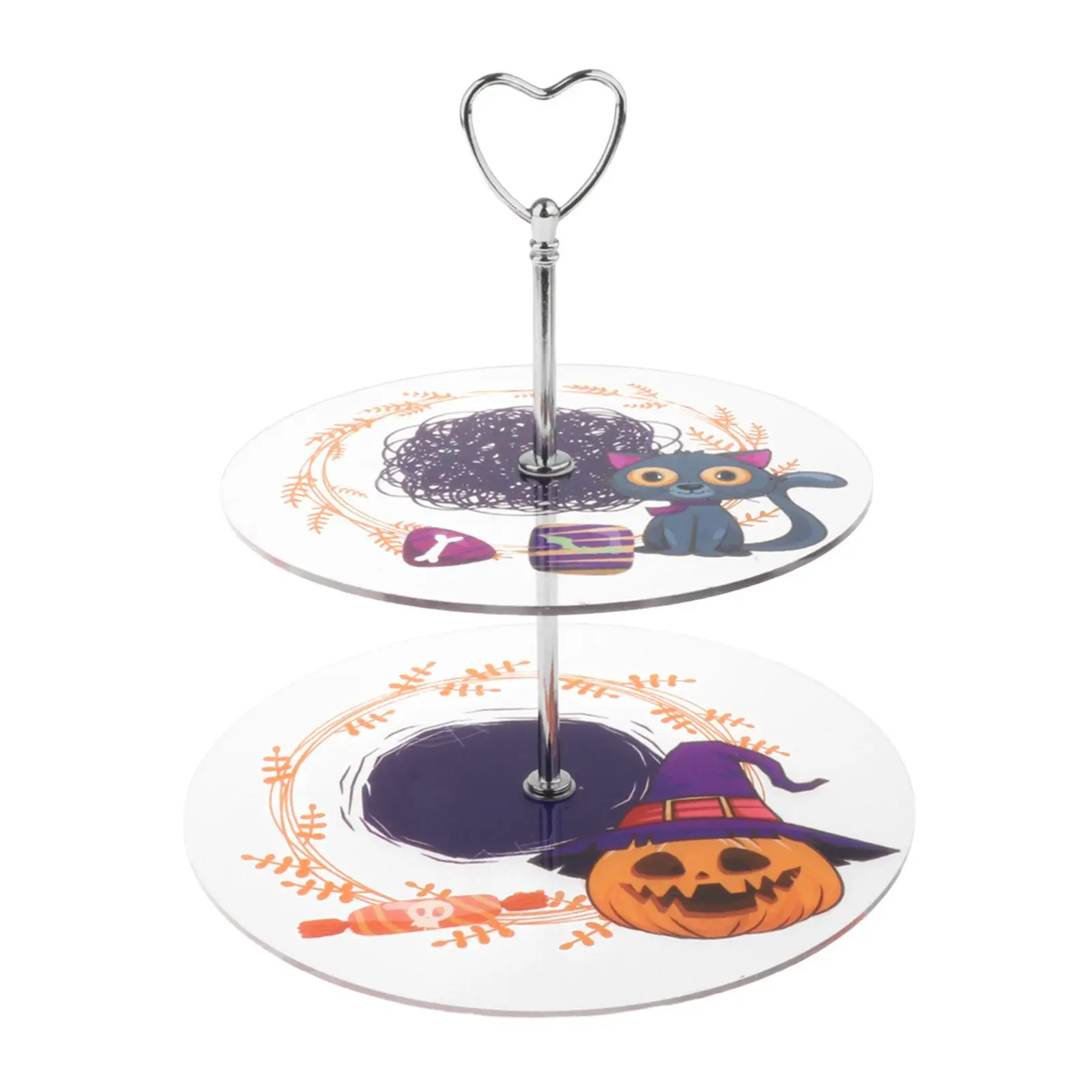 2 Tier Round Cupcake Stand Fruit Snack Plates for Halloween Party Holiday