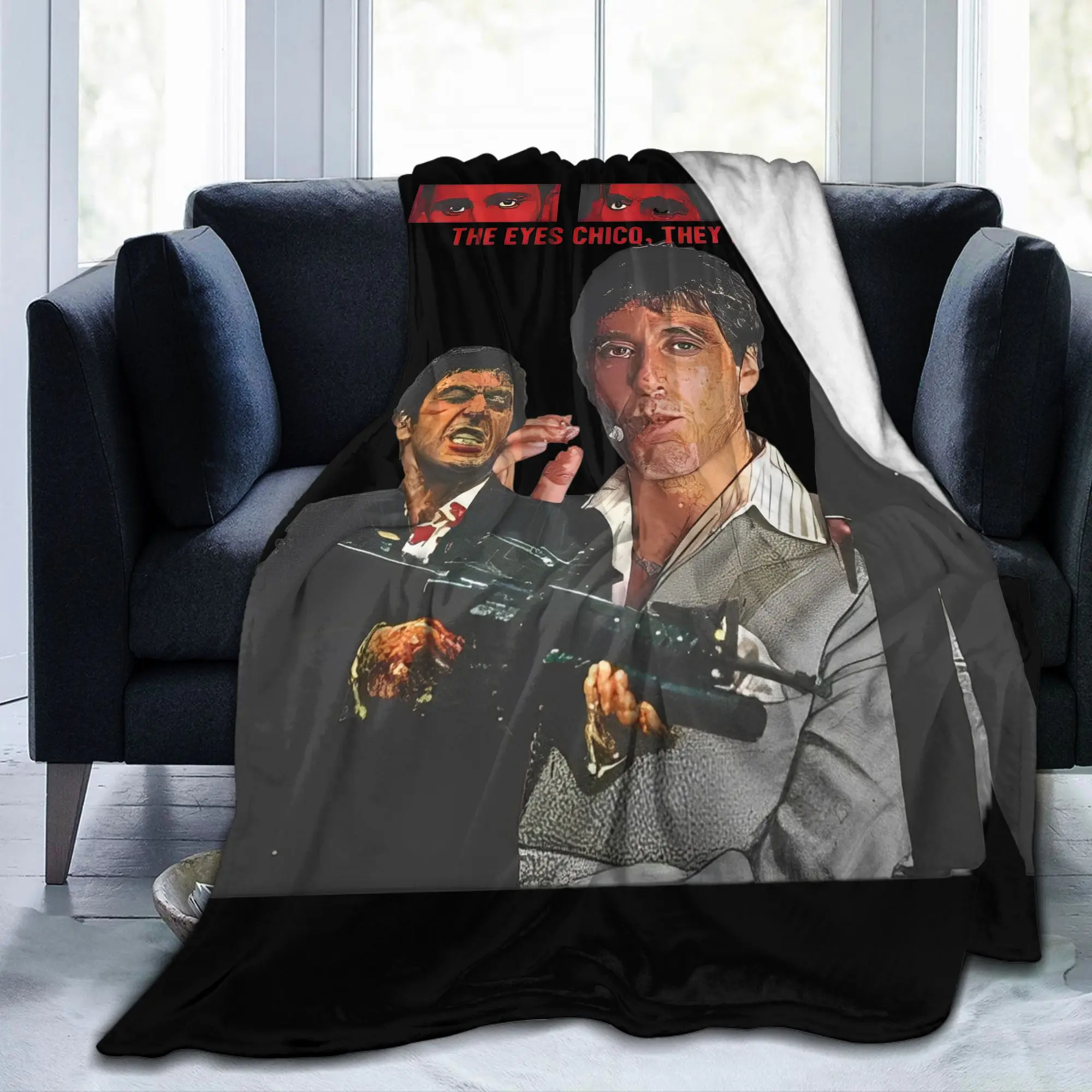 Scarfaces Tony Montana Knitted Blanket The Eyes Chico Fuzzy Bedding Throw Blankets Rug Piece Soft Airplane Travel Multifunction