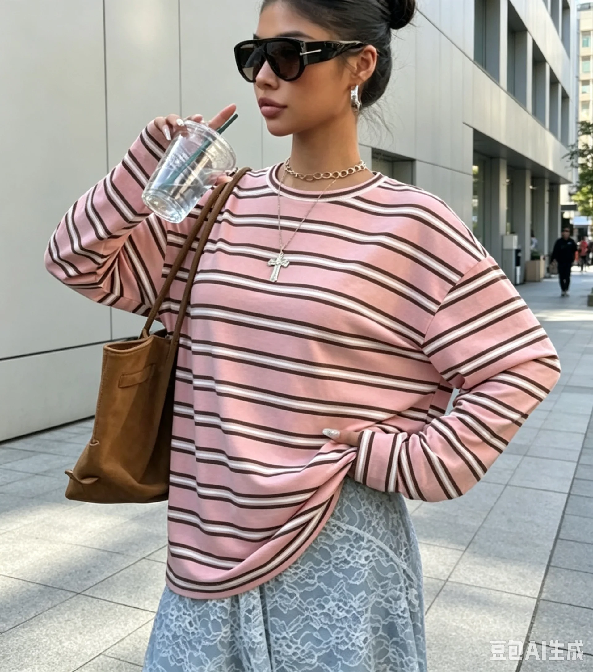 Women's Striped Long Sleeved T-shirt, Harajuku Style Y2K Casual Oversized 3D Printed Top, Street Fashion Casual Sports Top