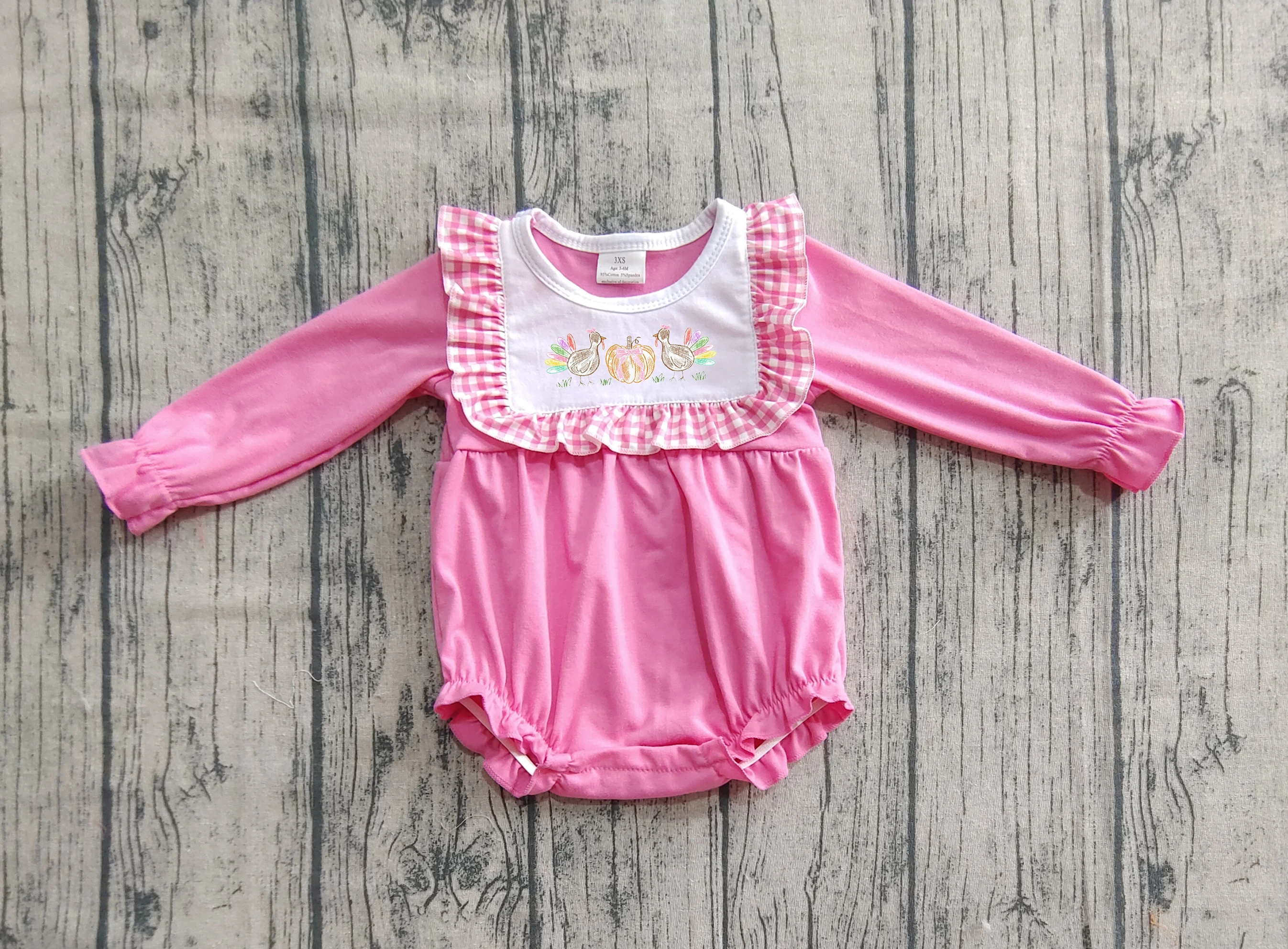 

6.17 LR2287 Kids Boutique Clothes Baby Girls Jumpsuit Long Sleeve Embroidery Print Toddler Romper