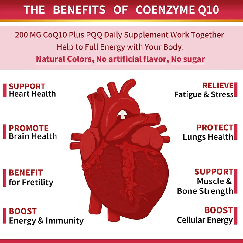 CoQ10 200mg Supplement, Active CoQ10 Ubiquinol Supplement for Antioxidant, Heart, Brain&Cellular Energy-Production - 120 Capsule