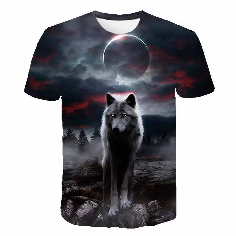 

Wolf T Shirt Cartoon Casual Baby Kids Boys Girls Children Short Sleeve Summer Children Clothing Animal Wolf Printing Tee shirt