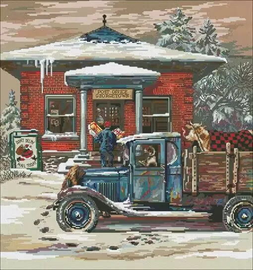 

Сельский пост-офис на Рождество, 14CT, холст без печати, высокое качество, набор для вышивки крестом, вышивка, сделай сам, рукоделие, домашний декор