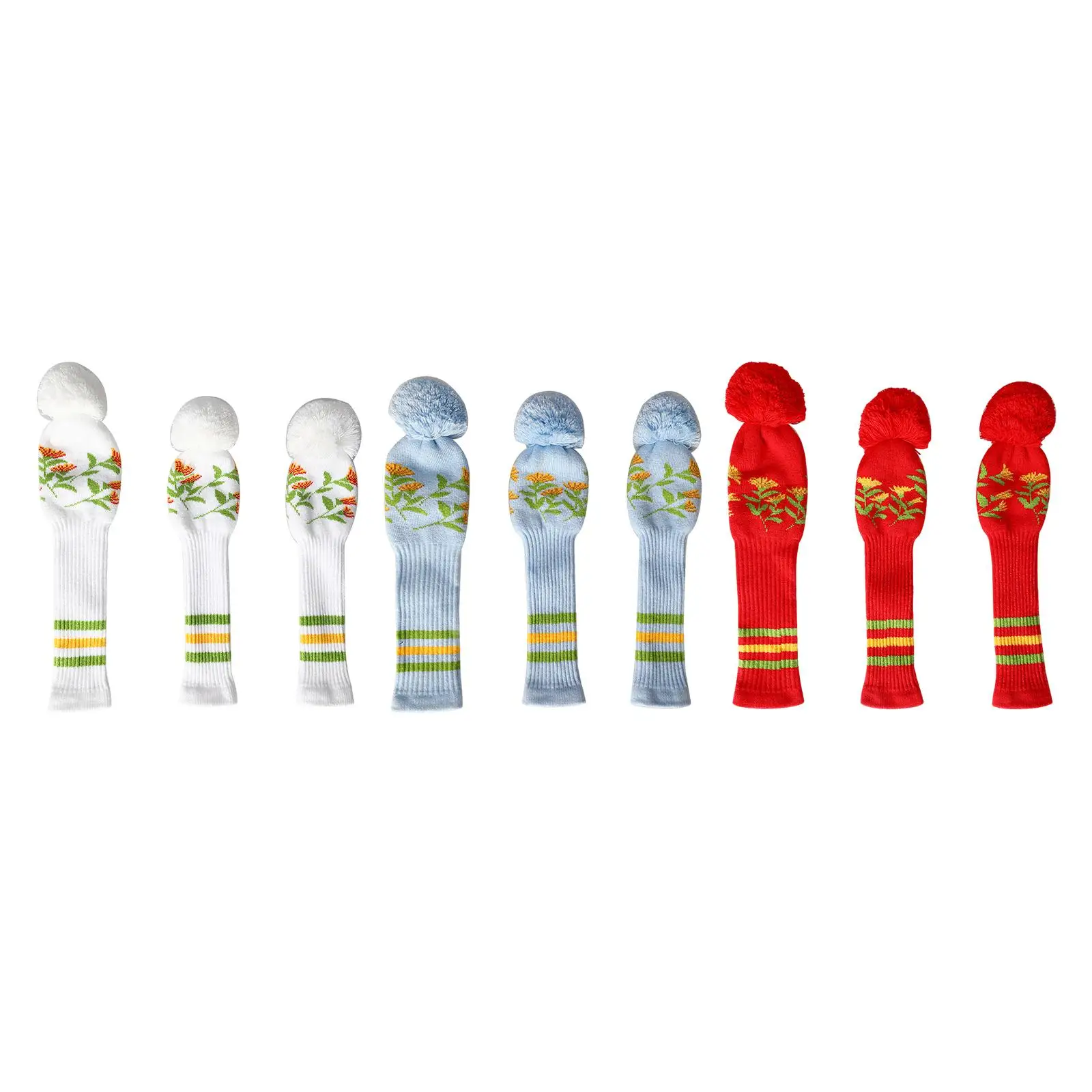 Knitted Golf Club Head Cover Set Novelty Pom Ball Pattern Wood Driver Protection for Golf Head Covers Gifts
