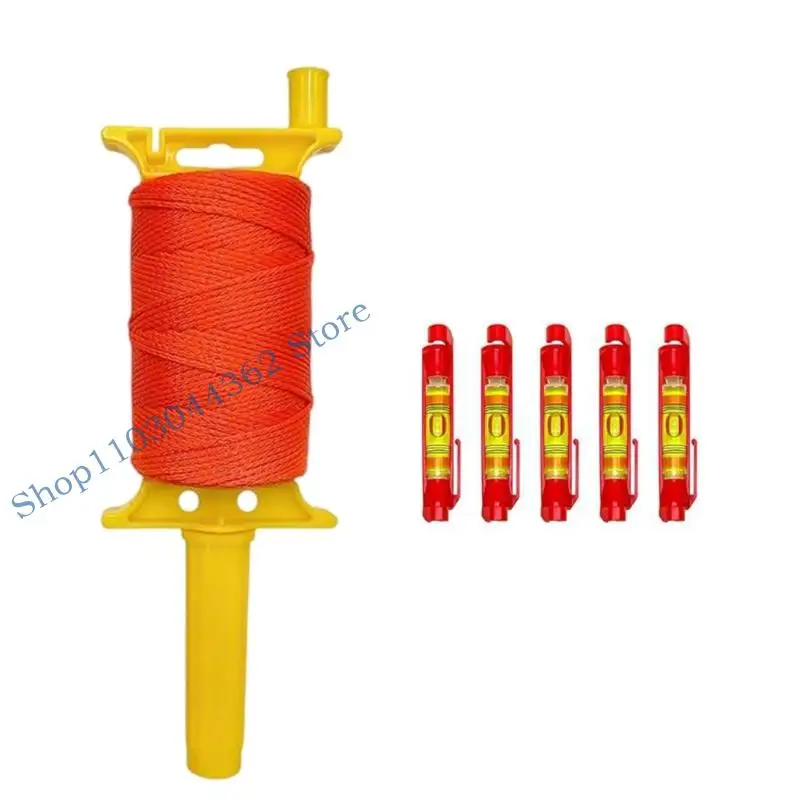 540Ft sterk fluorescerend nylon uitlijnkoord met geïntegreerde waterpassen en eenvoudig intrekhandgreepmechanisme