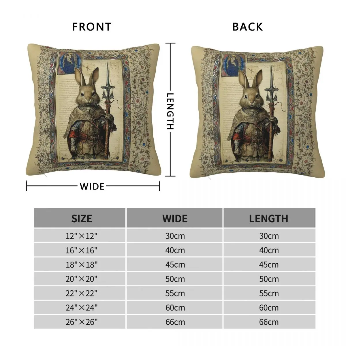 Warrior Bunny With Weapon Stands Guard Square Pillowcase Polyester Linen Velvet Printed Zip Decor Pillow Case Home Cushion Cover