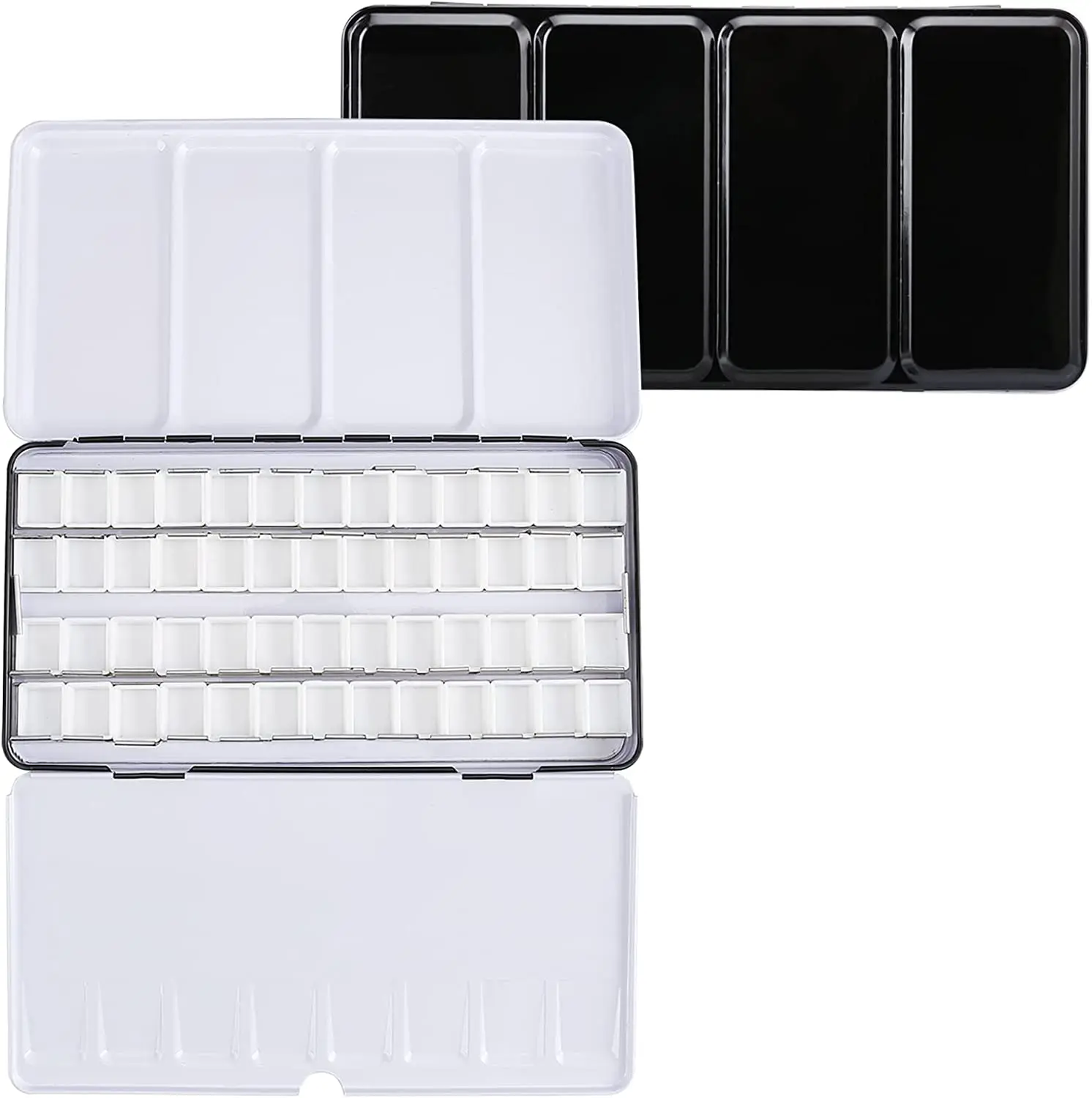 علبة ألوان مائية معدنية من Bview Art مزودة بلوحة قابلة للطي ، لوحة ألوان مائية كبيرة مع 52 مقلاة نصف ألوان مائية فارغة للفنان