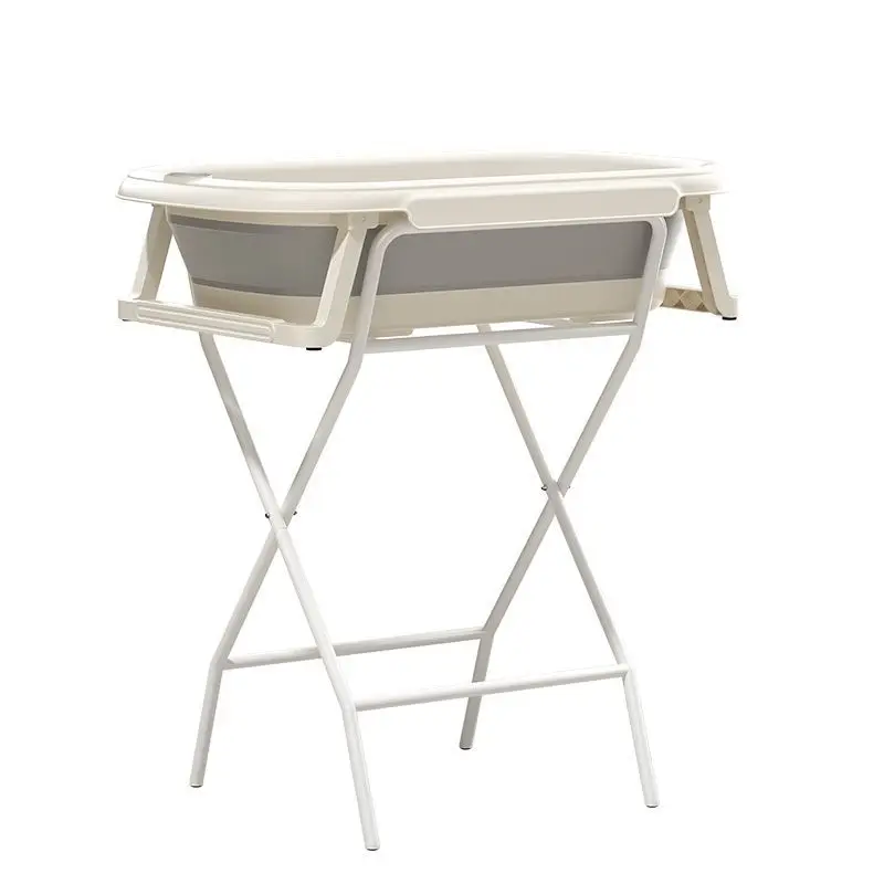 Baby Bath Tub Support Frame Foldable Newborn Care Stand Diaper Changer Adjustable Bendable Infant Bath Holder