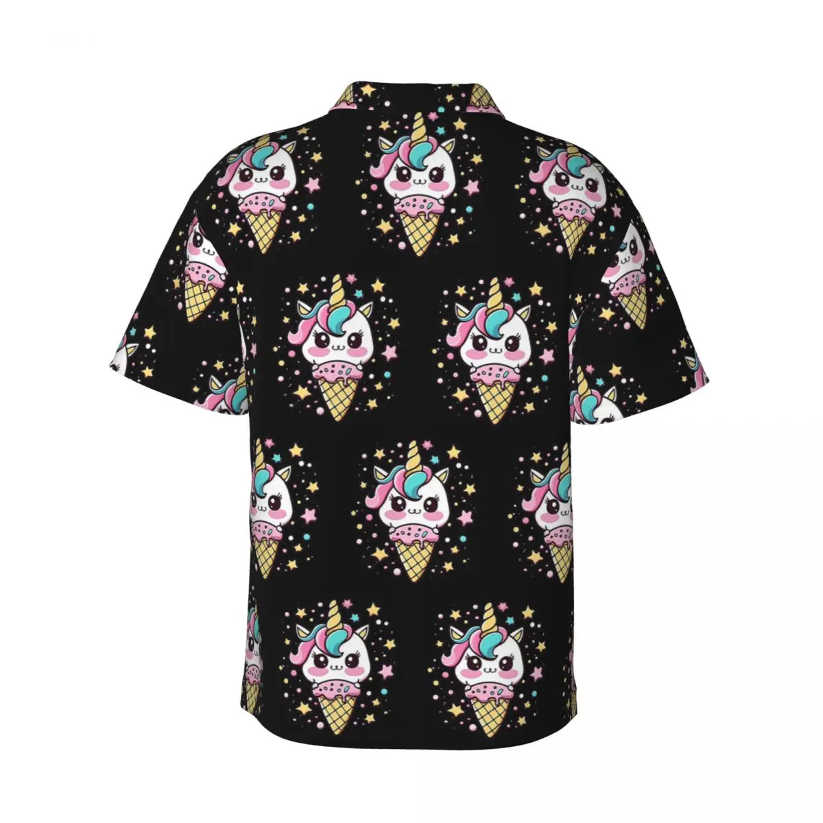 Ice Cream Unicorn Men's Shirts Hawaiian Short Sleeve Shirt Funny Lapel Tops for Summer Beach