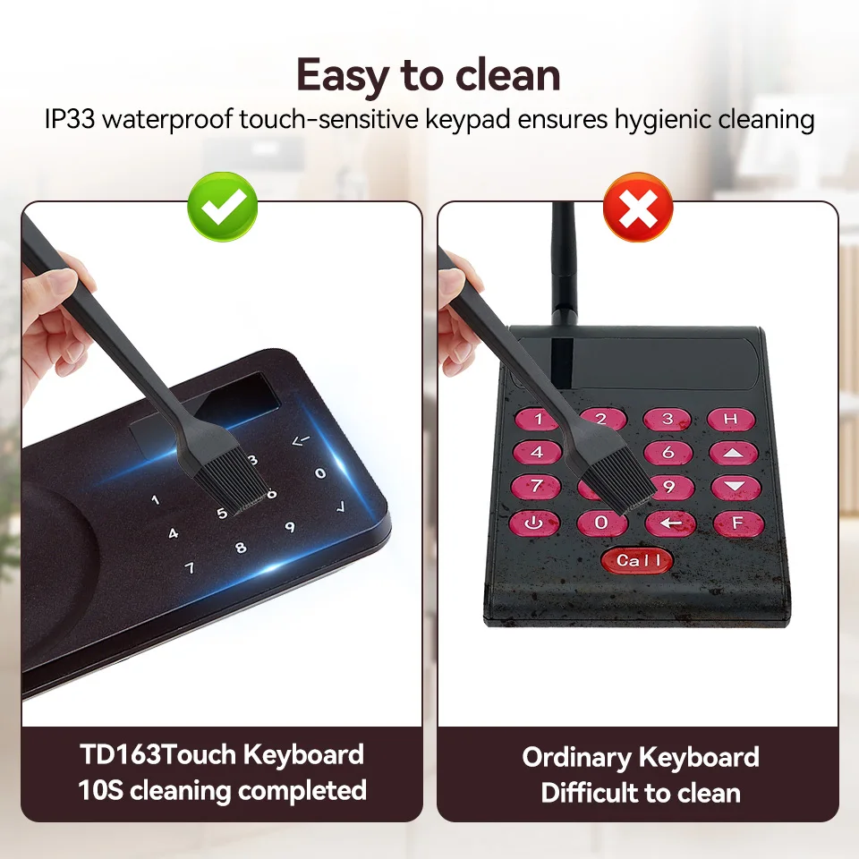 RETEKESS TD163 Restaurant-Pager Drahtloses Rufsystem mit platzsparendem Vibrationsalarm bei niedrigem Batteriestand für Food Trucks und Cafés – Detail 7