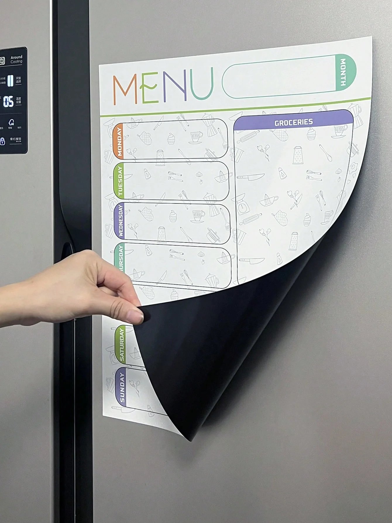 A refrigerator magnet message board with erasable notes, reminder boards, convenience notes, and notes