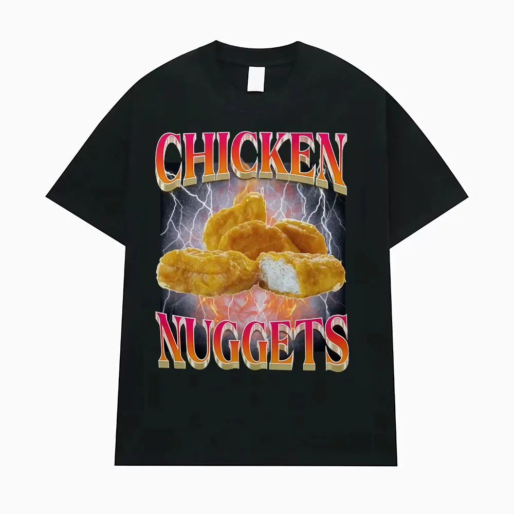 Chicken Nuggets Vintage Style Funny Meme T-shirt Men Women Summer Tops O-Neck T Shirts Fashion Humor Cotton Short Sleeve T Shirt