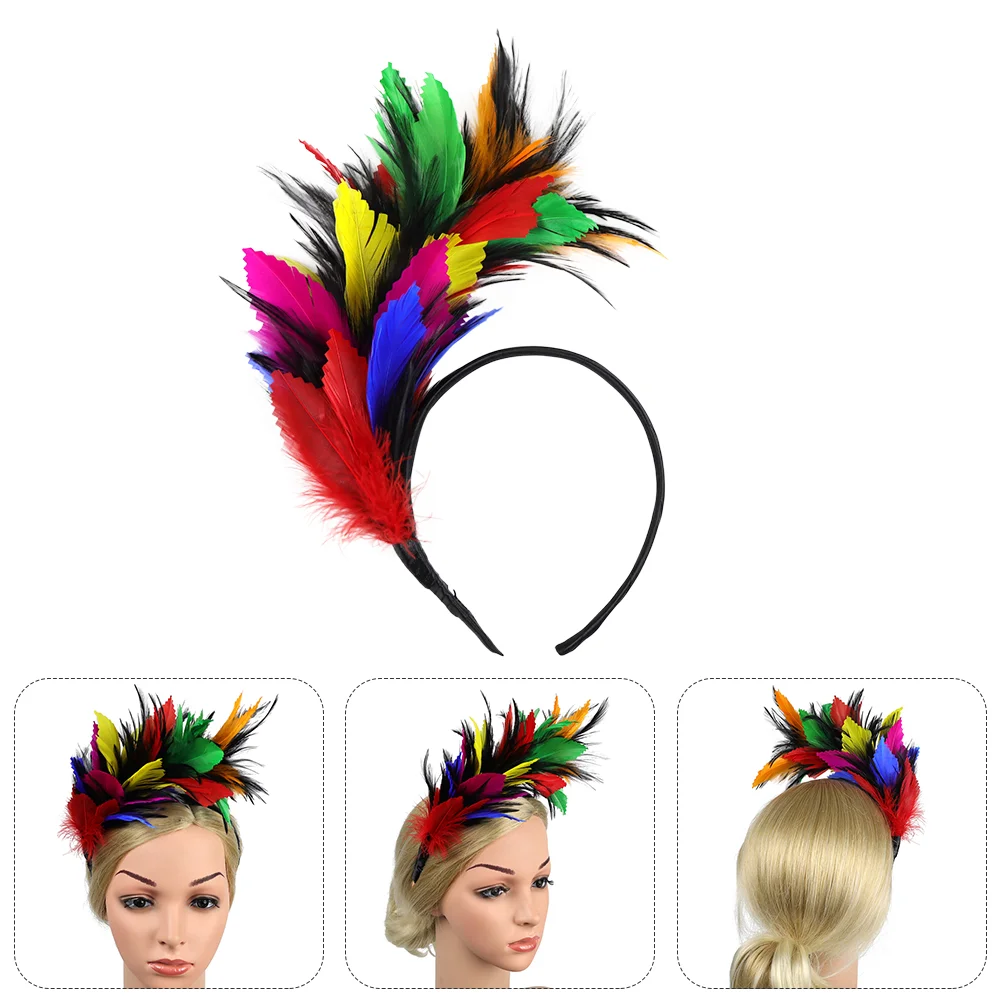 Colorful Feather Headband Women Headdress Feminine Hair Decor Holiday Party Headwear Elegant Hoops Graceful For