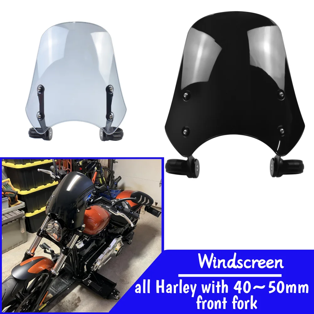 

FXDB Street Bob Windshield Windscreen For all Harley with 40-50mm Front Fork FXDC FXDX FXDL FXDC Wind Shield Motorcycle Screen