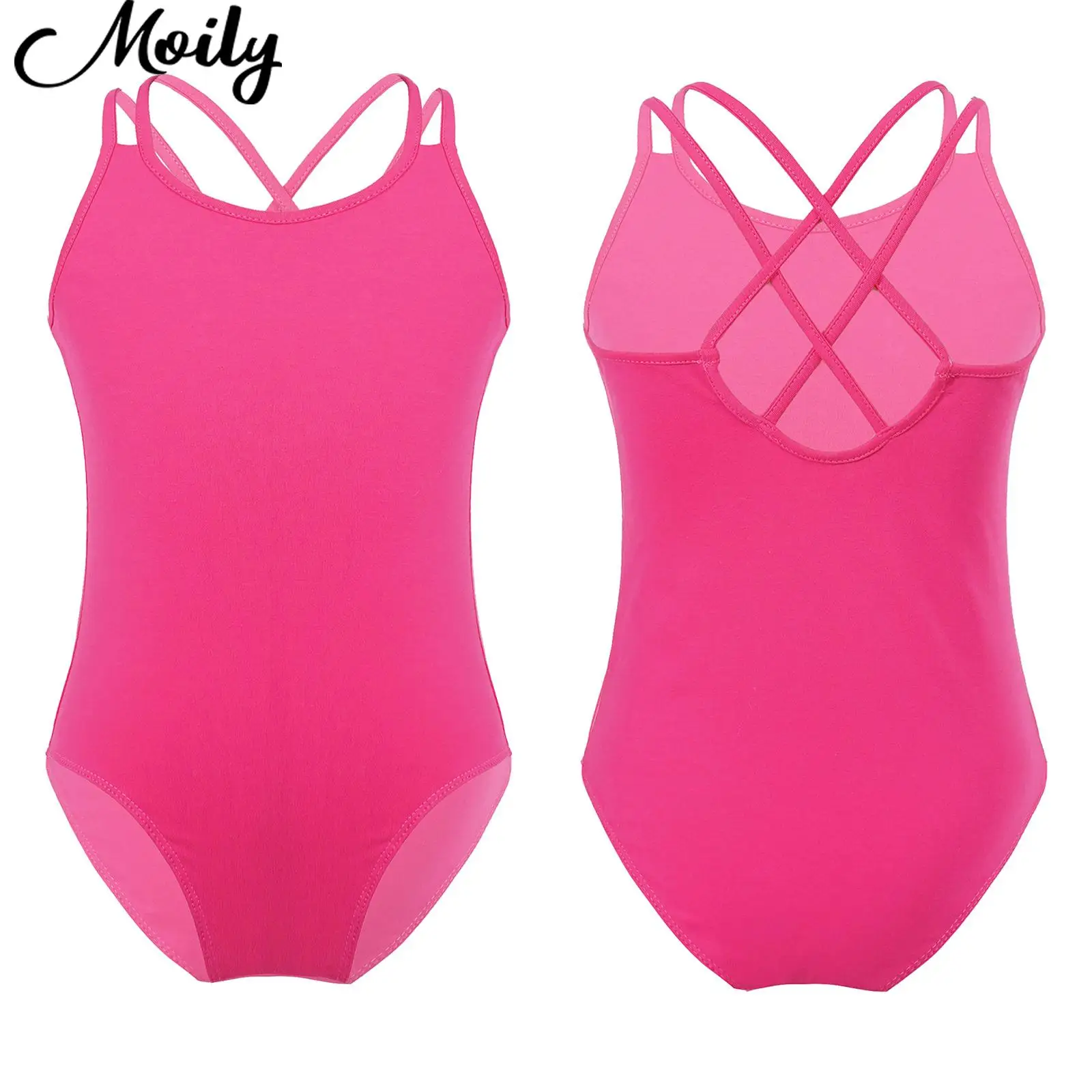 

Children's Spaghetti Strap Crisscross Back Ballet Dance Gymnastics Leotard Bodysuit Girls Skating Dance Performance Costumes