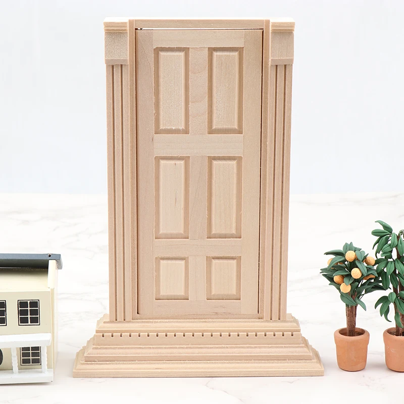 1Pcs 1:12 Dollhouse Miniature Door Flat Top Door Unpainted DIY Model Furniture Decor Toy Doll House Accessories