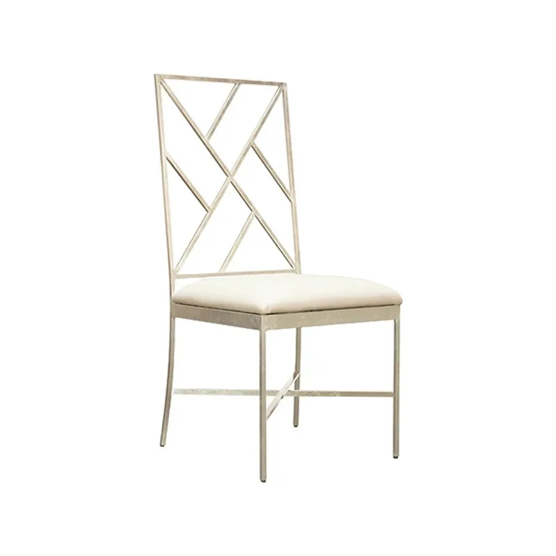 Light luxury new Chinese metal chair fashion creative coffee shop gold and silver foil dining chair