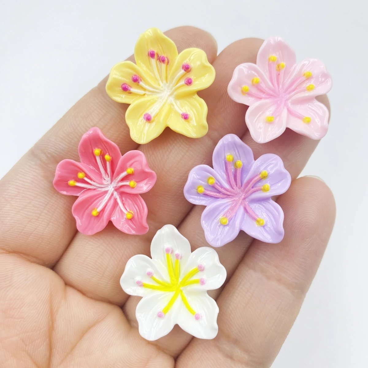 Cherry Blossom Flat Back Figurines Resina, DIY Scrapbook Bow Acessórios, Artesanato Em Casa, Requintado, 15Pcs