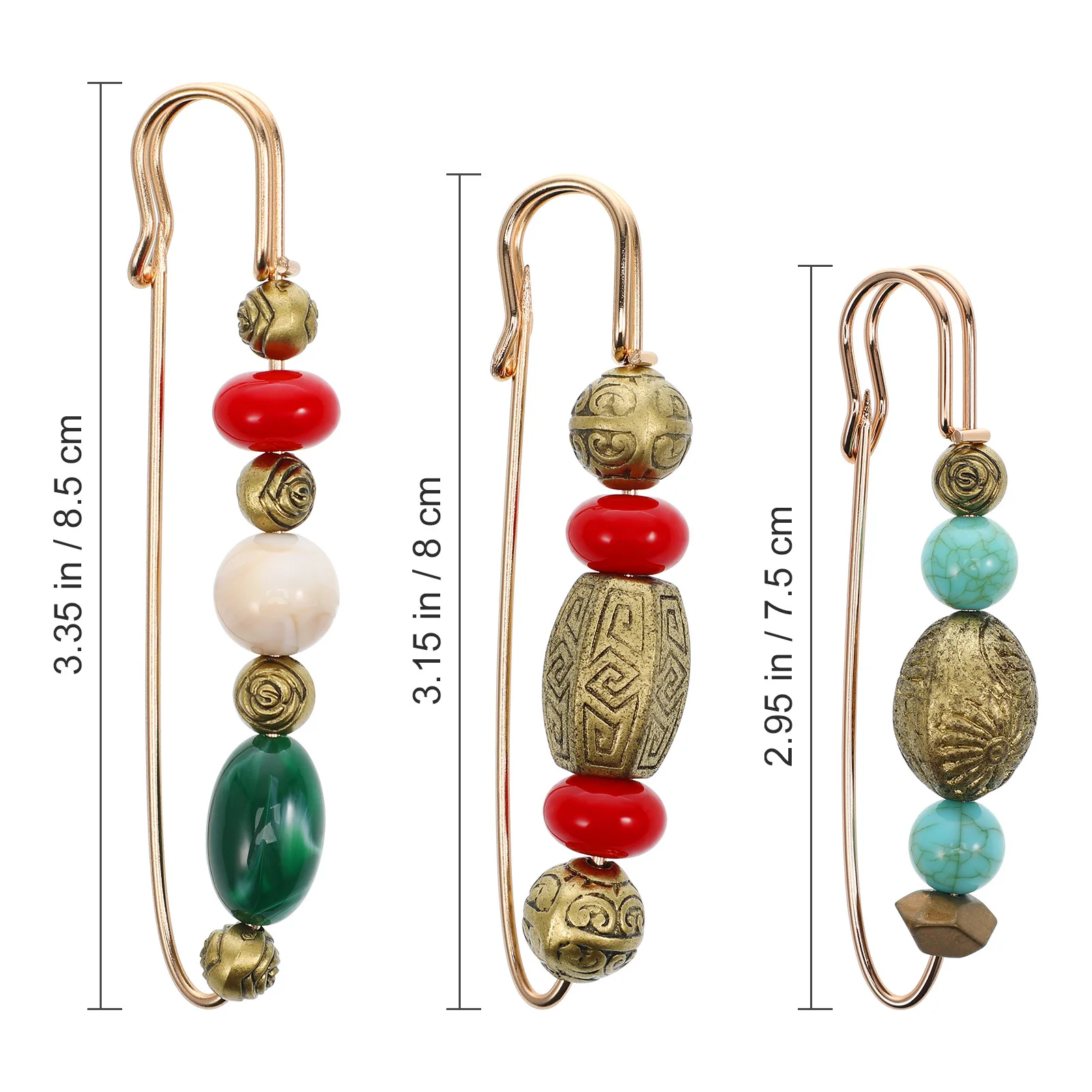 3 قطع خمر التلبيب دبوس سبيكة دبابيس دائم النساء الصدار دبابيس لارتداء اليومي حزب الأعمال خمر بروش