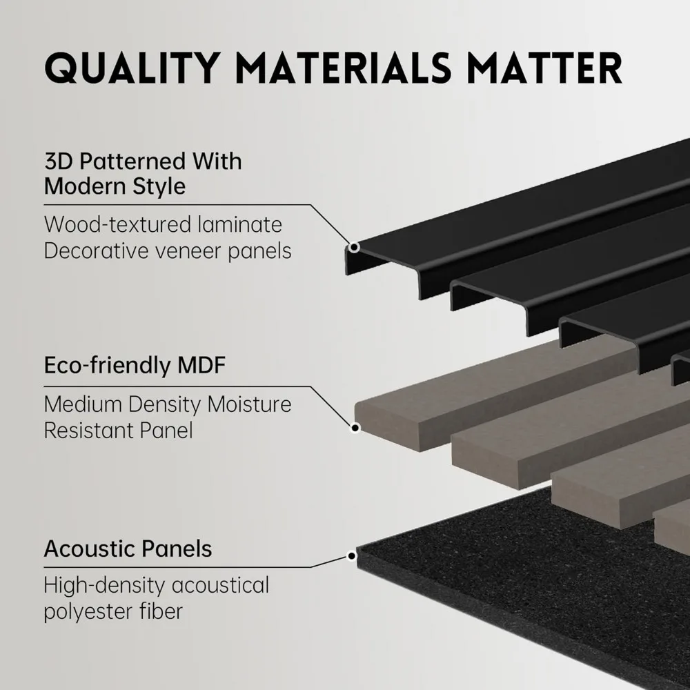 Houten panelen voor muur, 4-pack 94,48" x 7,87" 3D houten lattenwandpaneel, akoestisch lattenwandpaneel voor modern interieur, achtergrond