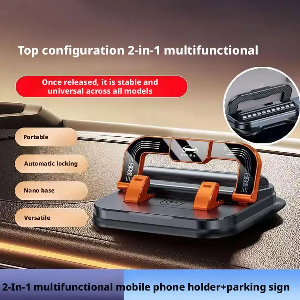 Car Phone Mount for Car 360° Rotatable Dashboard Horizontal & Vertical Viewing Cell Phone Holder Car Temporary Parking Card