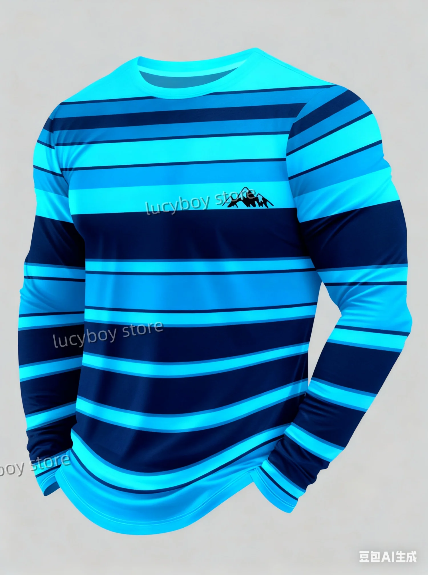 2025 Autumn Men's Graphic T-Shirts Long Sleeve Colorful Stripe Print Vintage T Shirt Vintage Loose Sports O-Neck Men Clothing