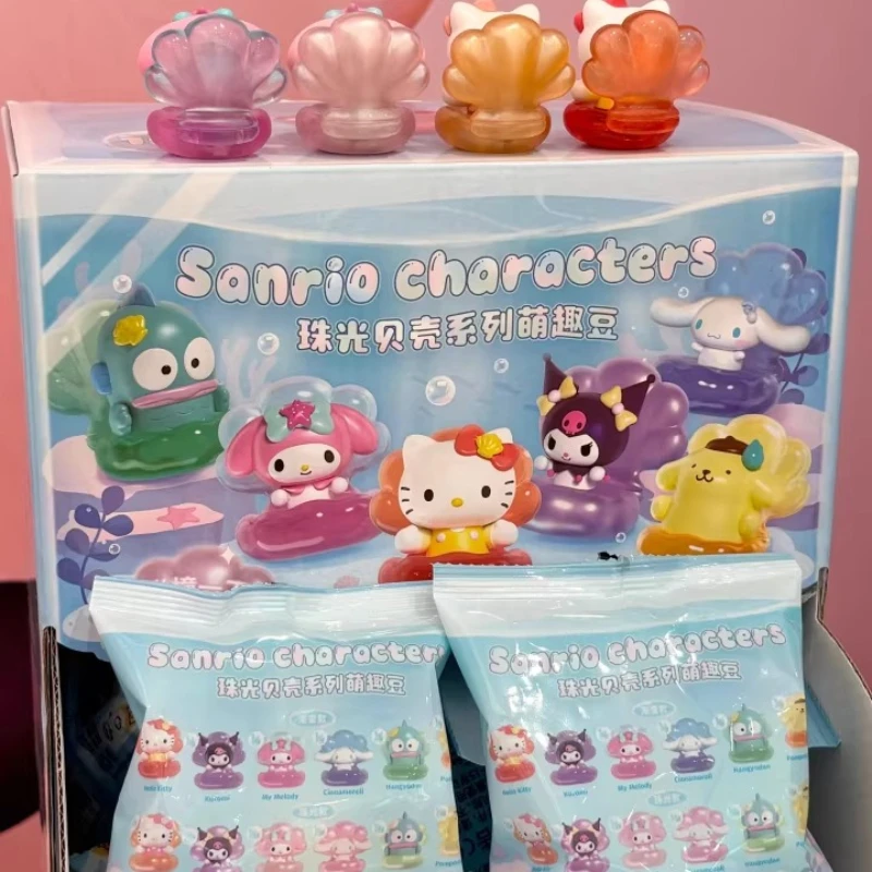 

Sanrio Anime Figures Hello Kitty Mymelody Kuromi Cinnamoroll Blind Box Toys Pearlescent Shell Series Collection Ornament Gifts