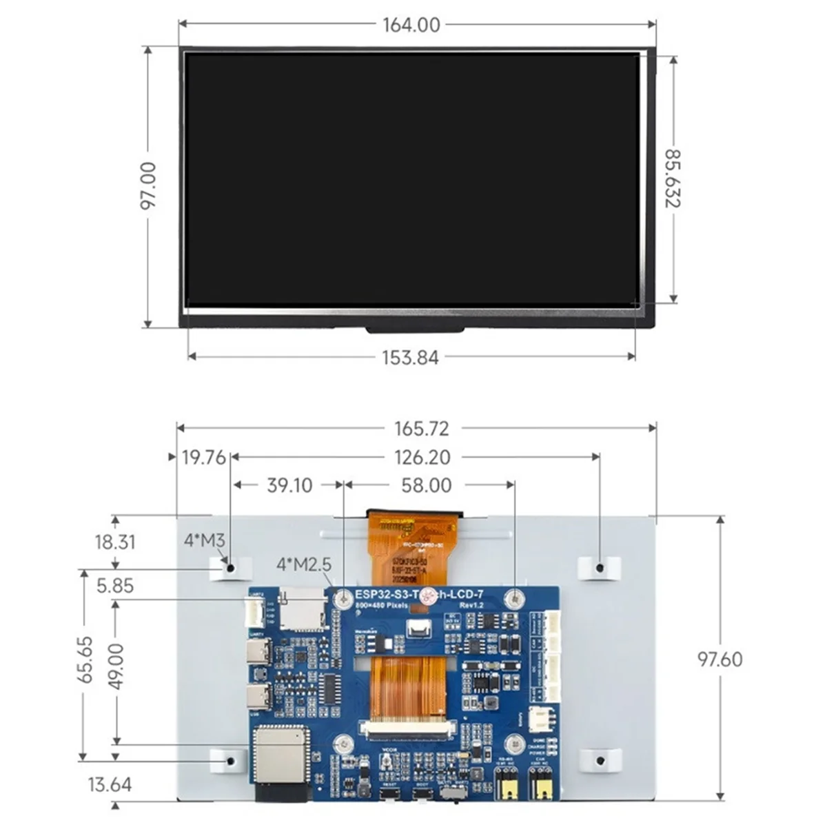 

ESP32-S3 7 Inch LCD Development Board, ESP32 with Display, 800x480, 240MHz Frequency, Supports WiFi Bluetooth