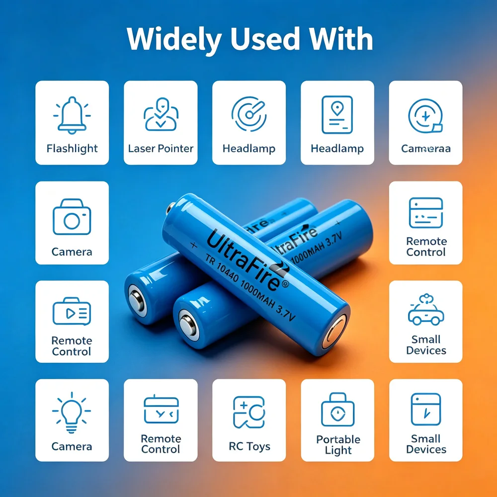 UltraFire 10440 Battery TR10440 1000mAh 3.7V Rechargeable Lithium Cell Flat‑Top For Mini Torch Small Portable Light DIY Project