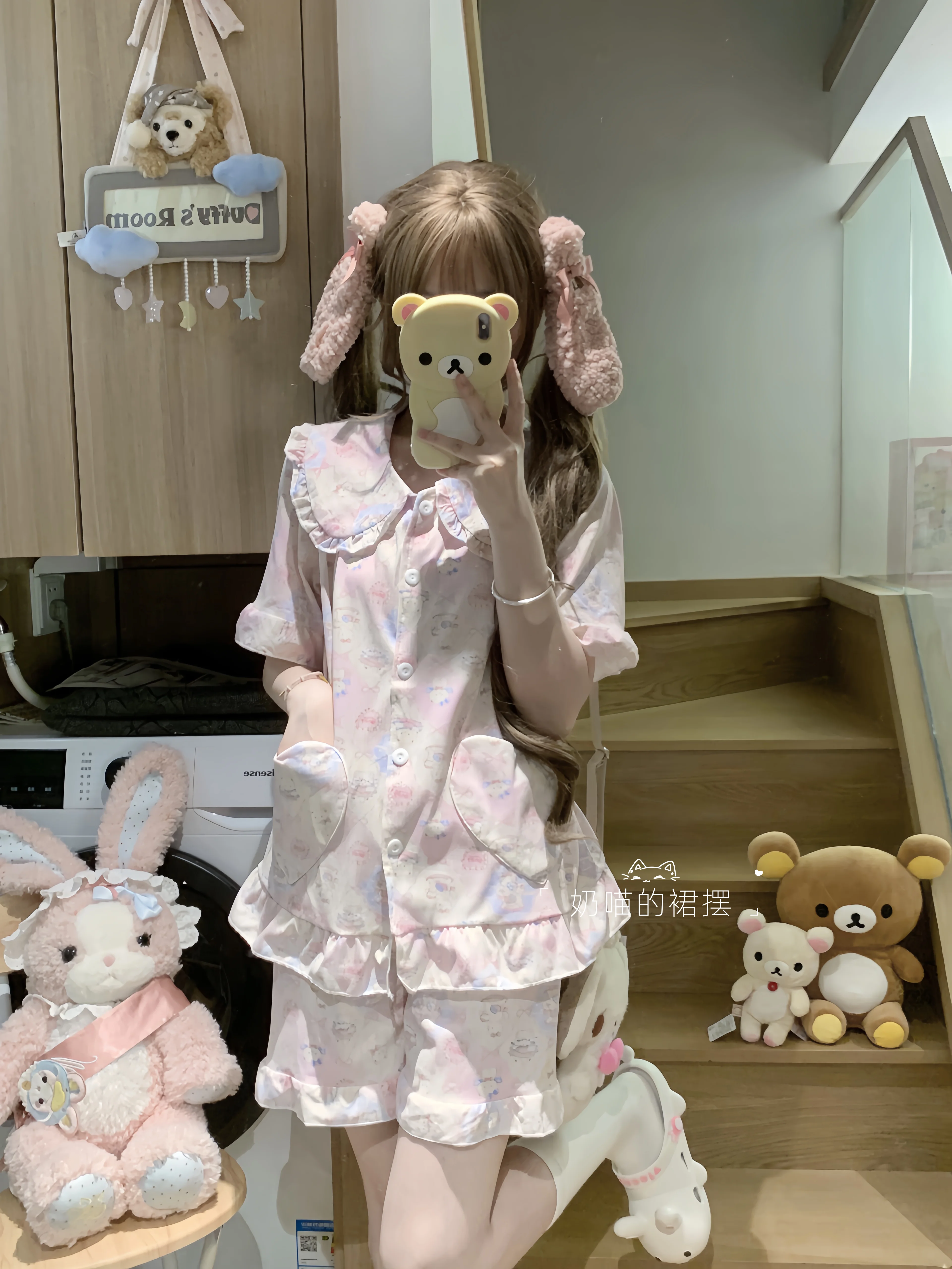 Japanese Sweet Girl Cartoon Printing Short Sleeve 2025 Summer New Doll Collar Pajamas Casual Comfortable Outdoor Homewear Set