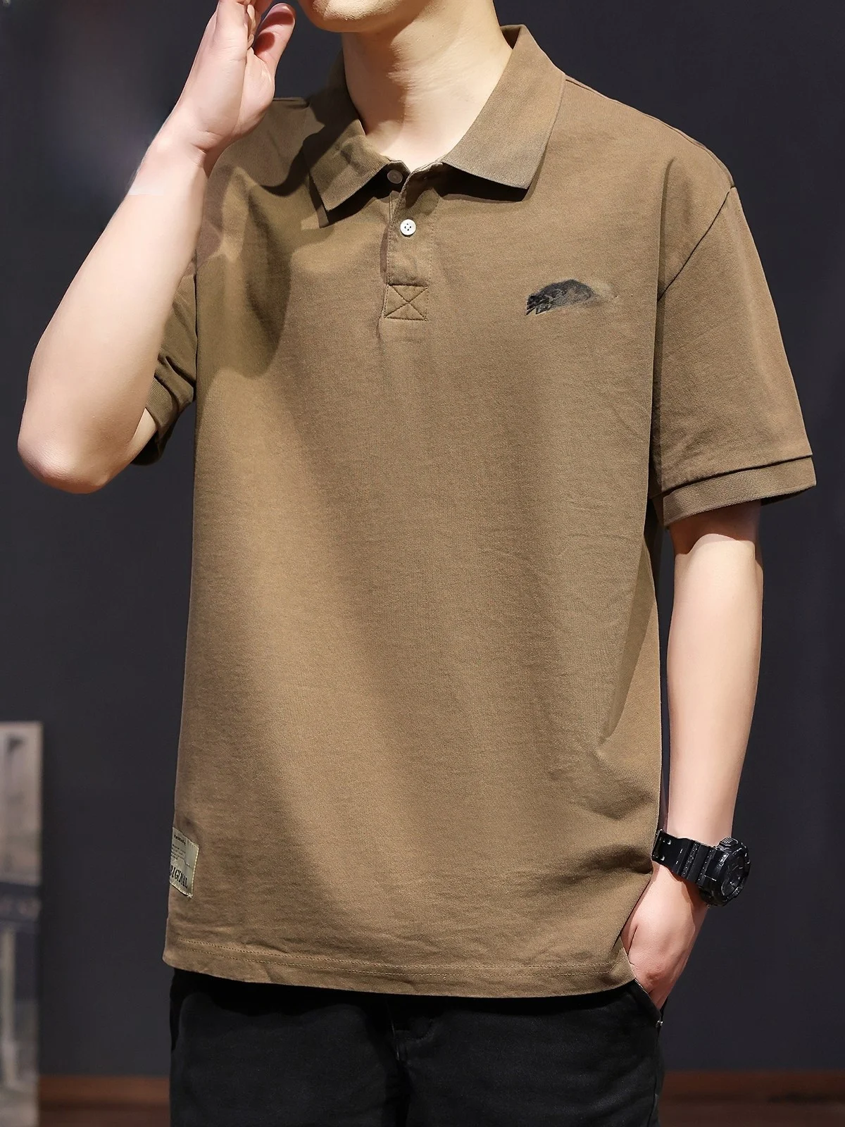 

Мужская футболка из чистого хлопка с коротким рукавом, свободного кроя, с вышивкой, летний тренд, ретро-стиль, молодежная мода