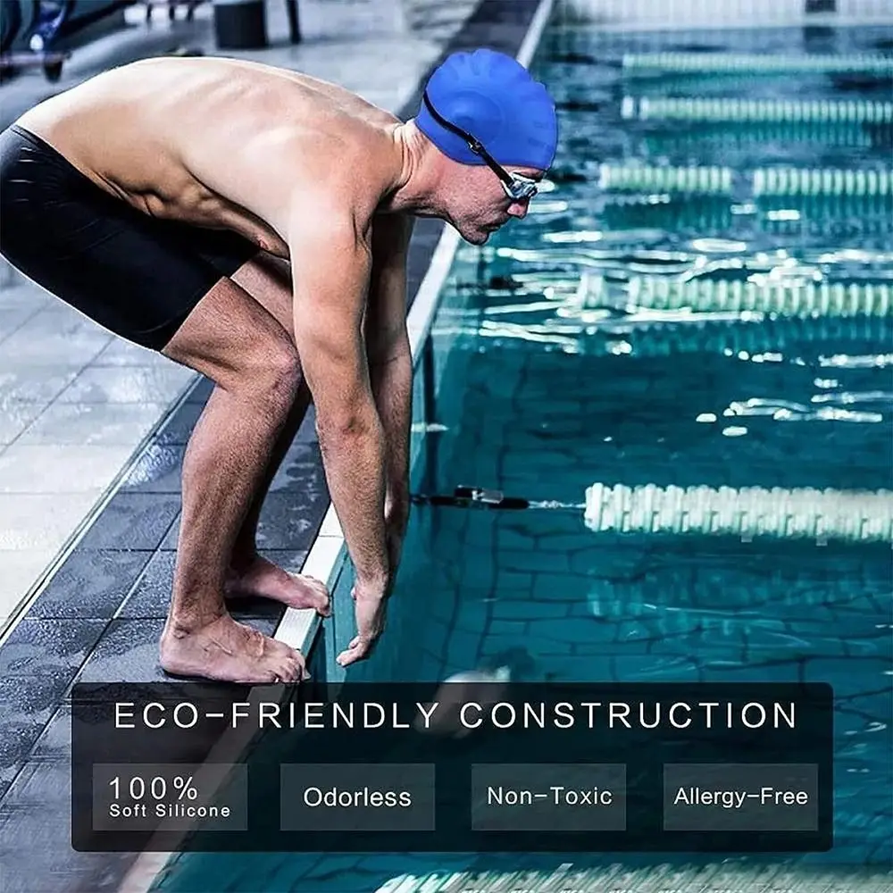 

1 шт. с защитой ушей, силиконовые шапочки для плавания для мужчин, женщин и взрослых, водонепроницаемые шапочки для купания для дайвинга, высокоэластичные аксессуары для бассейна