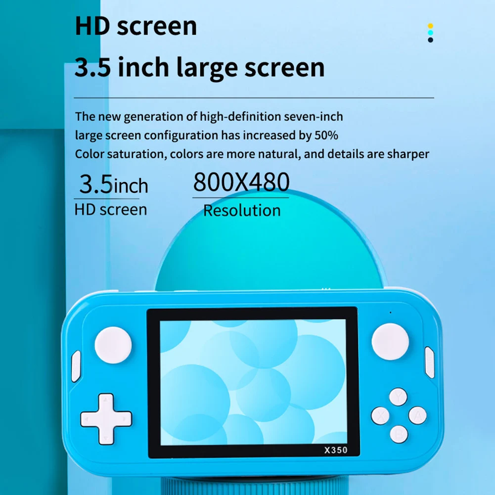X350 3.5 inch Video Game Console IPS HD Screen 8G Built-in 6800+ Games Handheld Game Player Console for GBA/MD/FC 10 Emulator