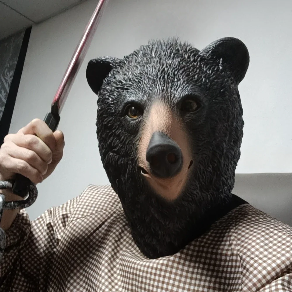 

Реалистичная маска медведя, латексный головной убор, карнавальный реквизит, ролевой забавный костюм, аксессуар, талисман серого медведя для вечеринок