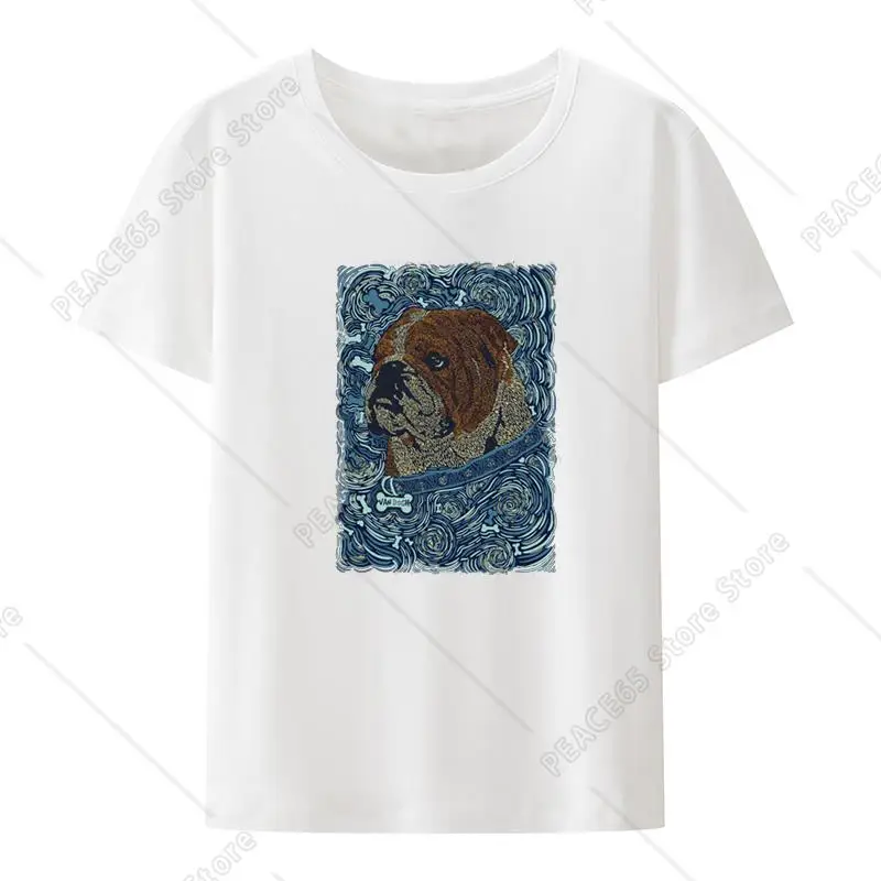 Olieverfschilderij Hond Grafische Print T-Shirt Heren Streetwear Vrijetijdskleding Hipster Comfortabele Kleding Voor Vrijetijdskleding