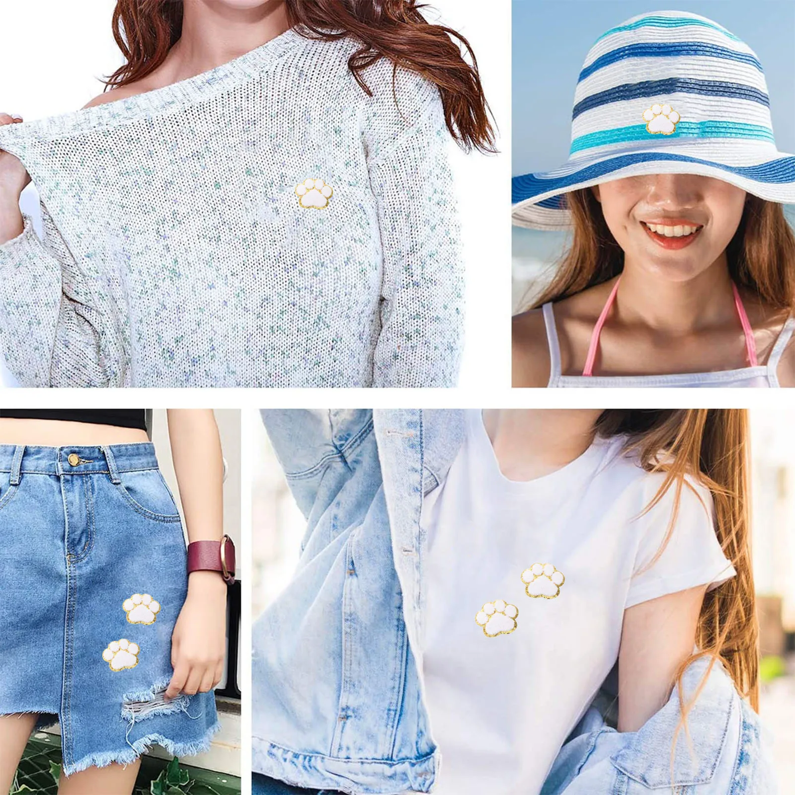 

16Pcs Durable Towel Embroidery Cat Paw Patches Easy to Apply for Personalized Garments and Accessories Cat Iron on Patch