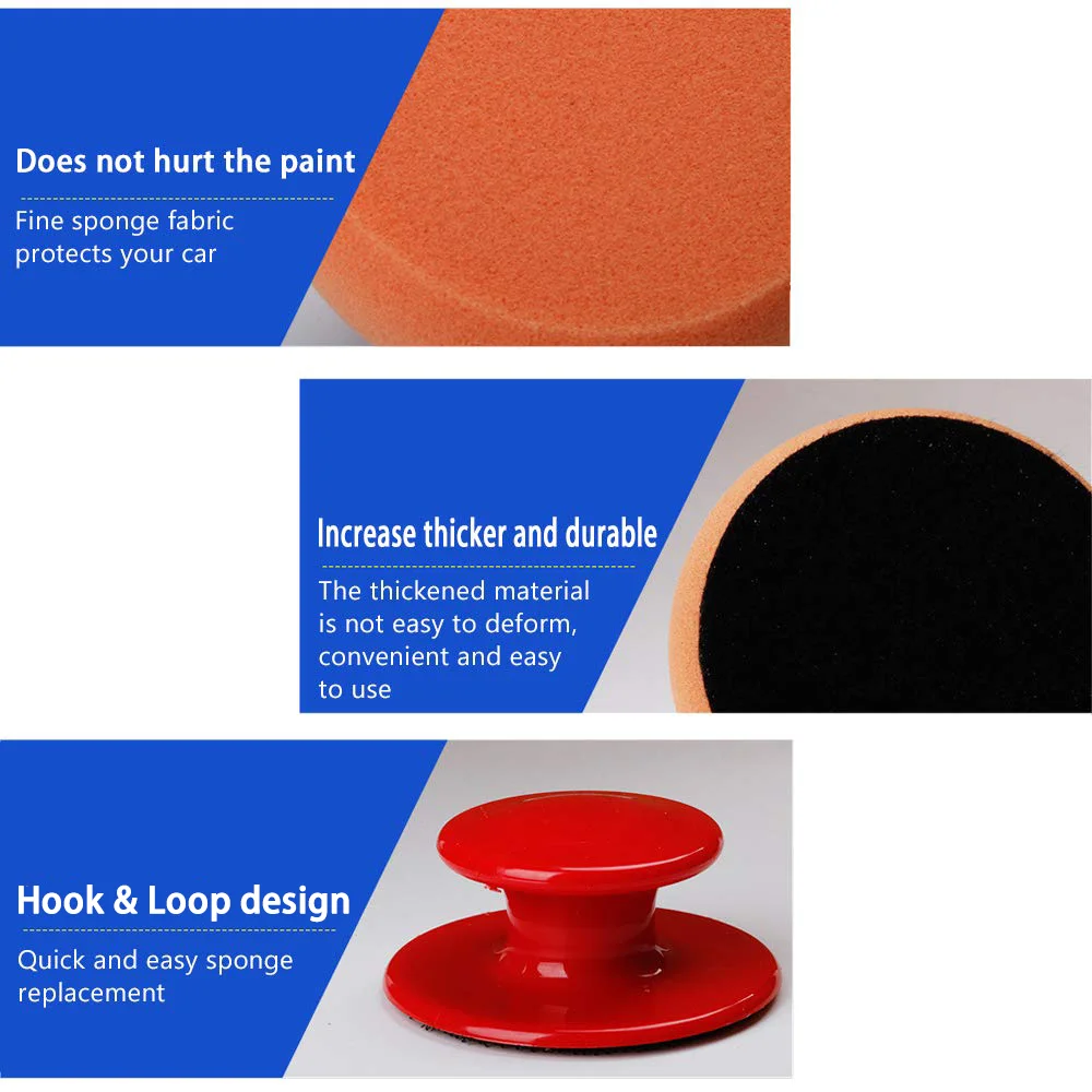 6 PCS Car Wax Applicator Pads Kit Soft Sponge Applicators Foam Waxing Pad with Grip Handle for Car Polishing and Cleaning view 5