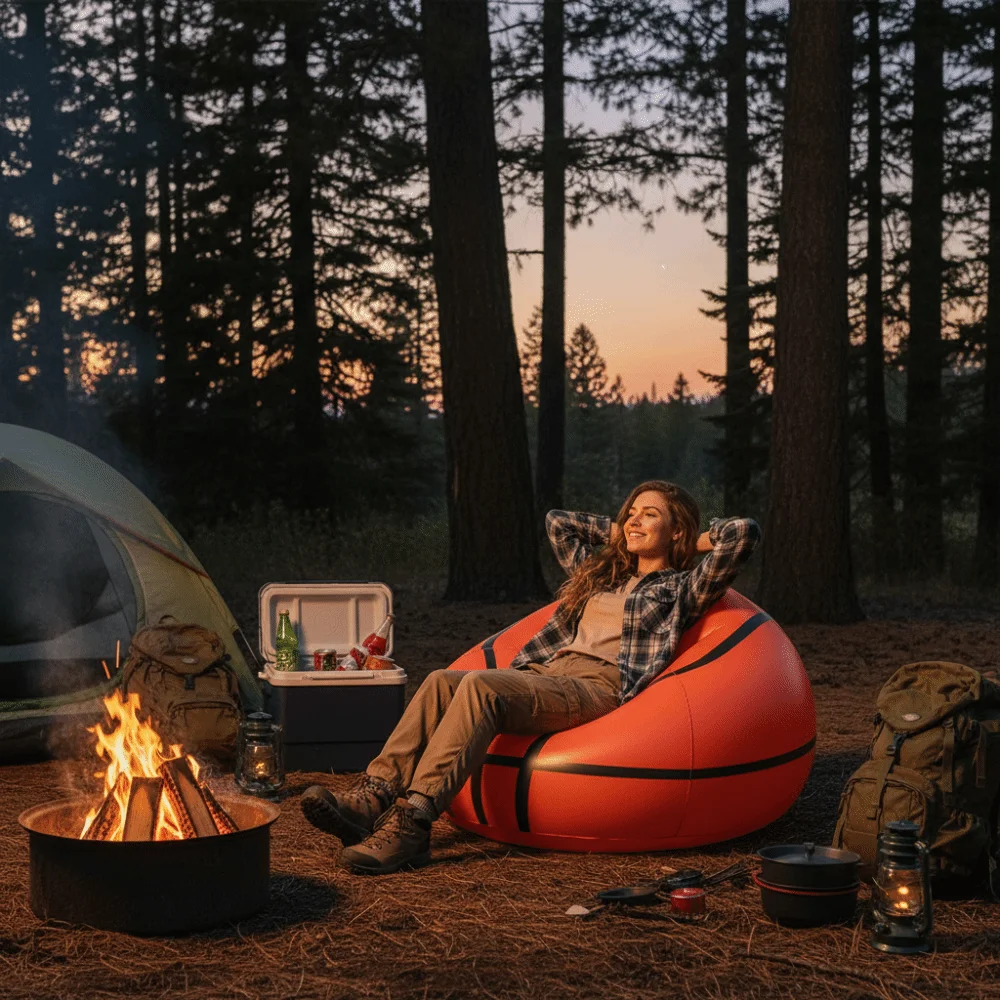 Space Saving Inflatable Basketball Bean Bag Sofa with Air Pump Highly Elastic Basketball Lazy Sofa Soft Thickened