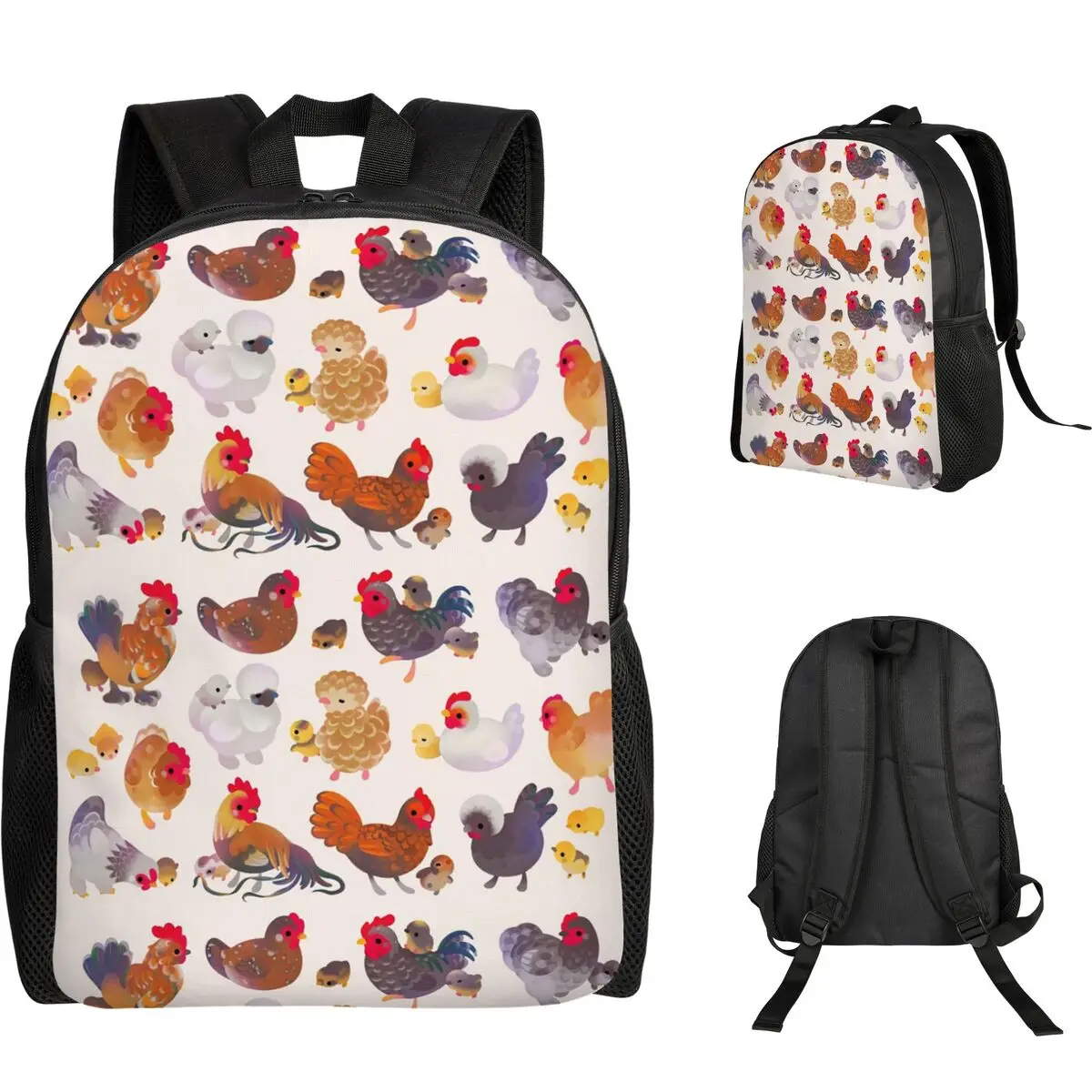 

Chicken And Chick - Pastel Student Backpack School Bag Hiking Travel Daypack for Boys Girls Fashion Bookbag Shoulder Bags
