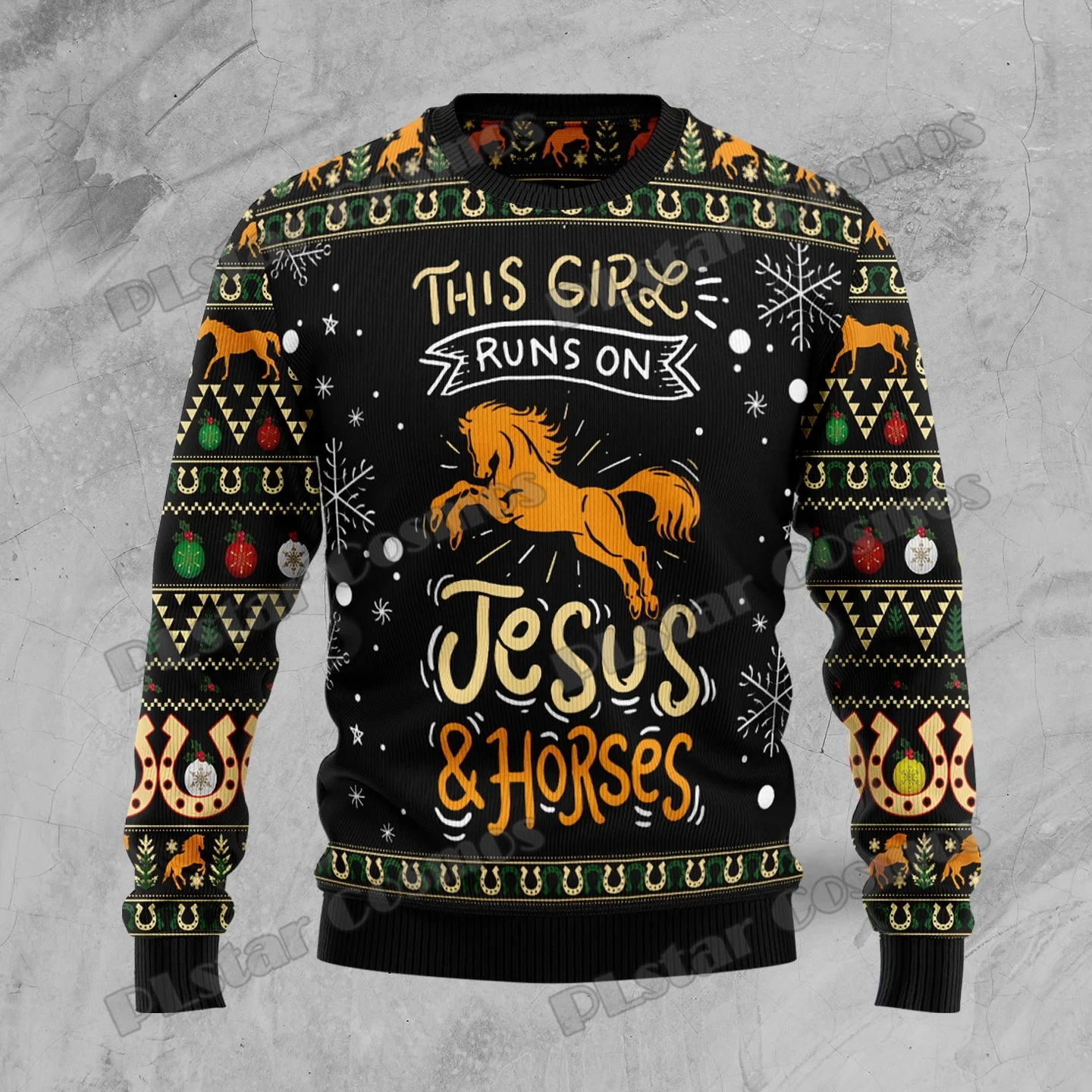 PLstar Cosmos Beautiful Love Horses 3D Printed Men's Ugly Christmas Sweater Winter Unisex Casual Warm Knitwear Pullover MY26