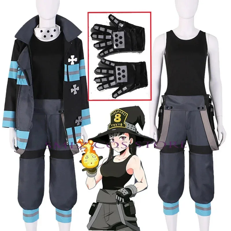 ♥ Nuevo Disfraz de Cosplay de Maki Oze 2026, Anime Manga Fire Force Shinra Kusakabe, Conjunto de Uniforme para Fiesta de Halloween para Mujer