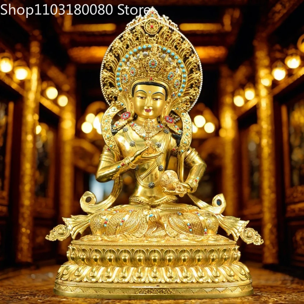 27cm Copper gilding inlay vajrasattva statue sculpture