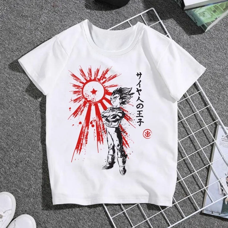 Dragon Ball Animation Co-branded White T-Shirt Summer New Men's and Women's Harajuku Loose Casual Plus Size Parent-Child Top