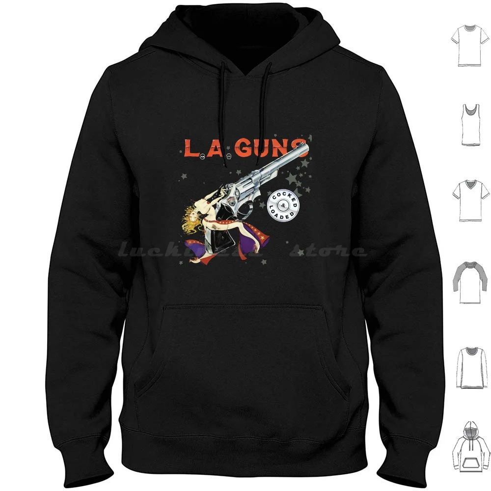 Rock N Roll Hard Rock Sleaze Heavy Metal Cocked E Loaded Premium Hoodies Long Sleeve Hard L A Guns La Guns