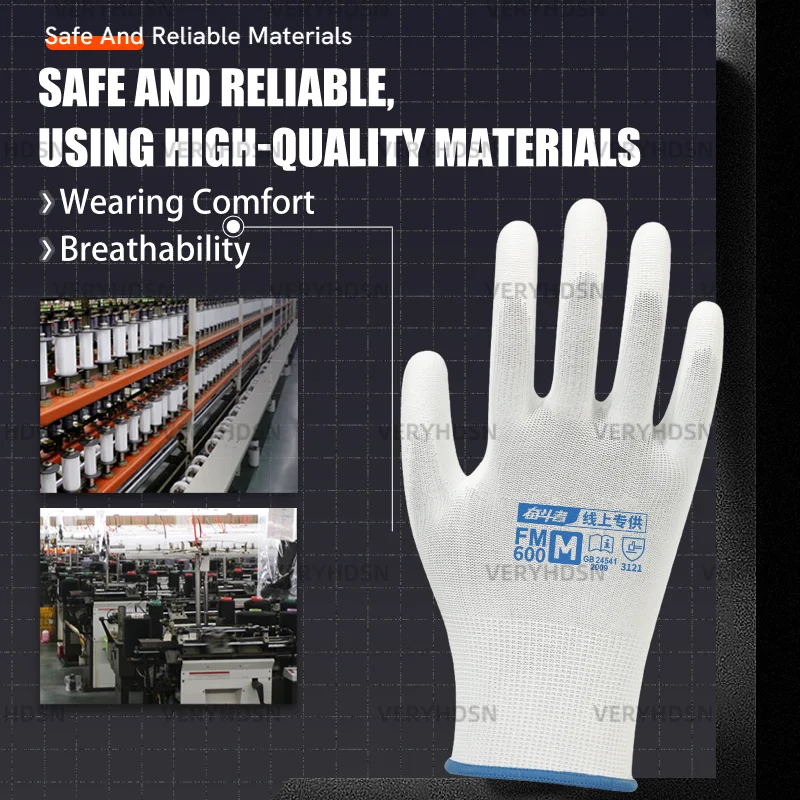 3pairs Ultra-Thin Safety Work Gloves For Men&Women Durable & Breathable Light Duty Knit Wrist Cuff Touchscreen Cut-Resistant