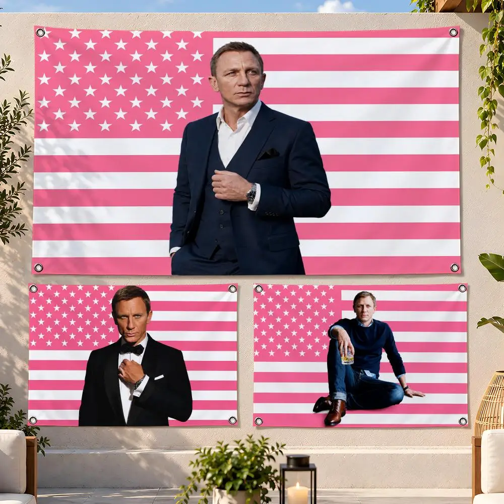 Actor Action Daniel Craig Flags Fan Flag Banner Wall Hanging Outdoor Yard Camping Dorm Garage Party Home Decor Gift