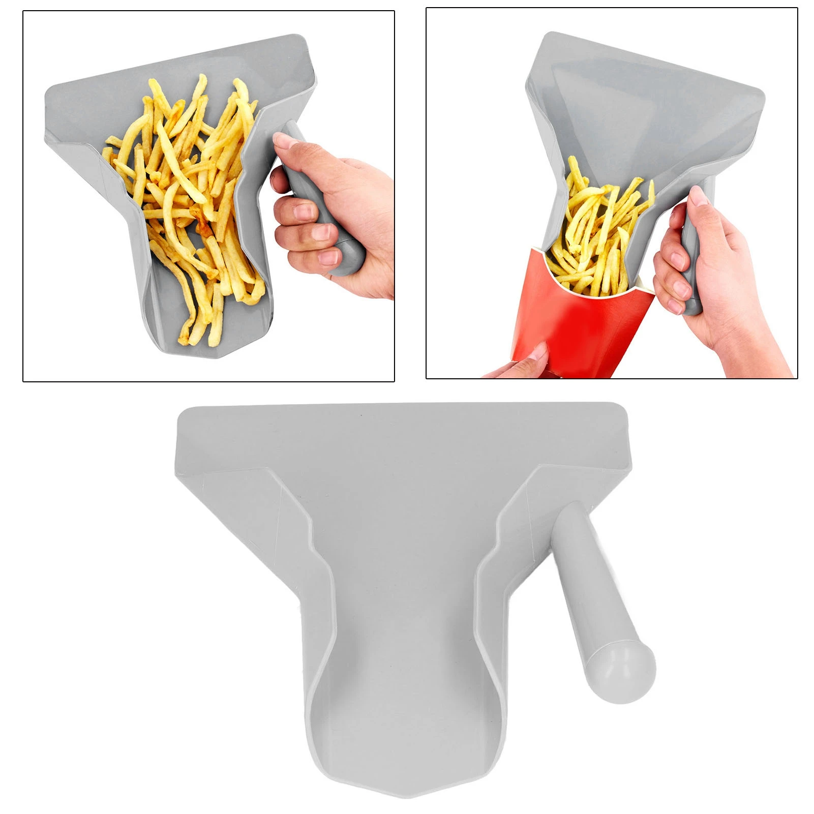 Pala para comida de grado alimenticio, herramienta de embalaje para patatas fritas de un solo Mango, rascador, hamburguesa