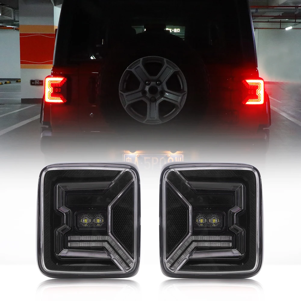 

1 Pair LED Tail Lamp Bat Design Led Reverse Brake Tail Lights With Turn Signal DRL Driving Lights for Jeep Wrangler JL JLU