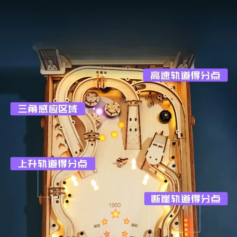 3D pinball wooden assembly three-dimensional desktop ornament, handmade gift for boyfriend